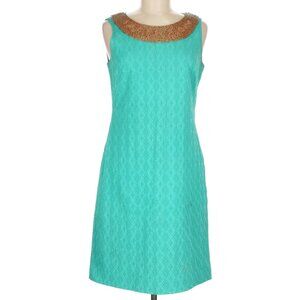 Adrianna Papell Green Sleeveless Textured Dress NWT Size 12 Wooden Look Beads